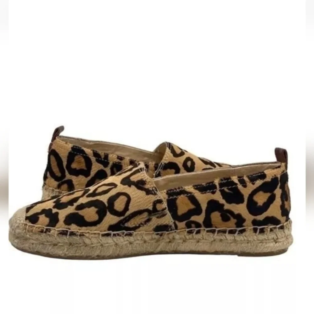 Sam Edelman Khloe Animal Print Fur Hide Flat Jute Sole Espadrille Shoes Size 8.5